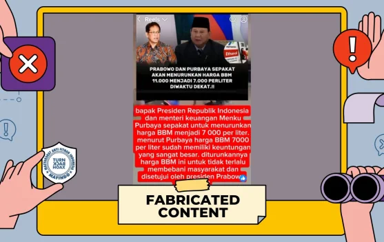 Hoaks Purbaya dan Prabowo Sepakat Turunkan BBM