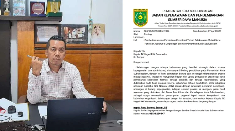 Kabar Mutasi ASN Subulussalam Beredar di WhatsApp, Kepala BKPSDM: Waspada Penipuan