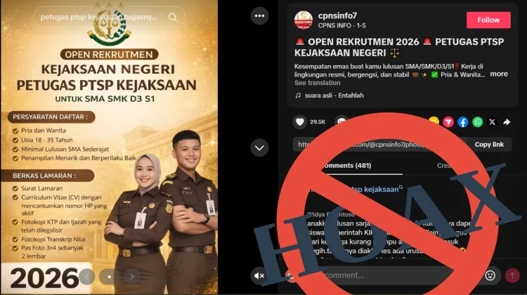 Rekrutmen PTSP Kejaksaan di TikTok Terindikasi Hoaks