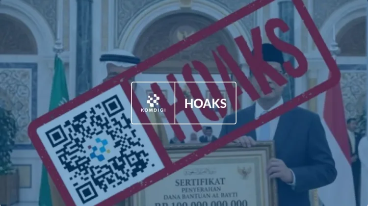 Hoaks: Raja Salman Serahkan Bantuan Rp10 Miliar ke Menkeu Purbaya