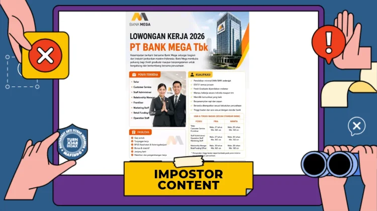 Hoaks: Tautan Pendaftaran Lowongan Kerja Bank Mega 2026