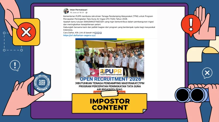 Hoaks: Tautan Rekrutmen Pendamping Program Peningkatan Tata Guna Air Irigasi