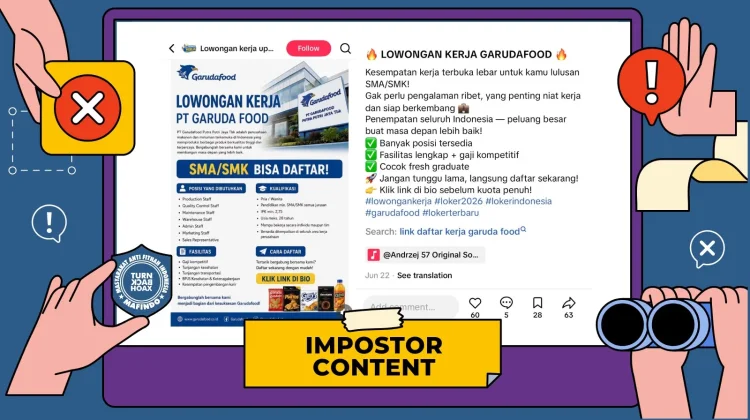 Hoaks: Tautan Pendaftaran Lowongan Kerja Garuda Food