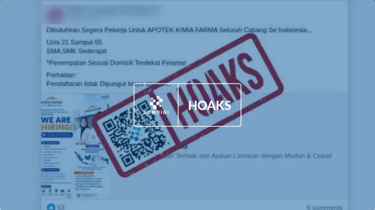 Hoaks: Tautan Pendaftaran Lowongan Kerja Kimia Farma