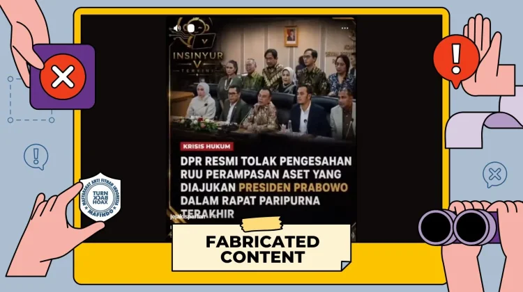 Hoaks: DPR Resmi Tolak Pengesahan RUU Perampasan Aset