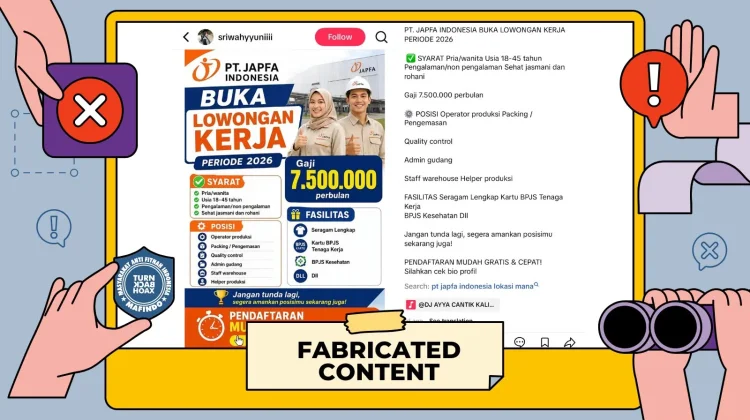 Hoaks: Pendaftaran Lowongan Kerja Japfa Indonesia