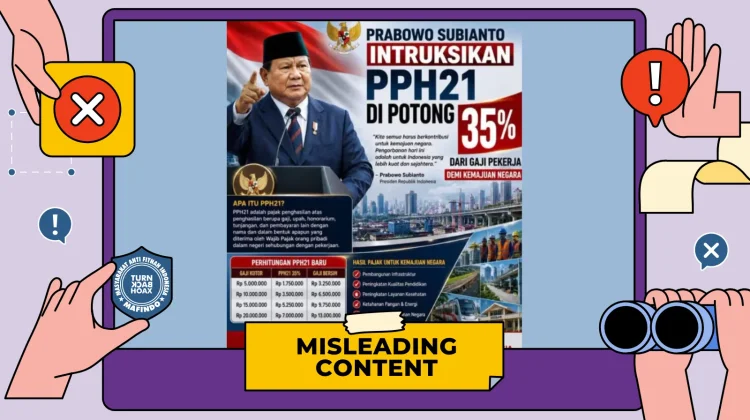 Hoaks: Prabowo Instruksikan PPh 21 Dipotong 35% dari Gaji Pekerja