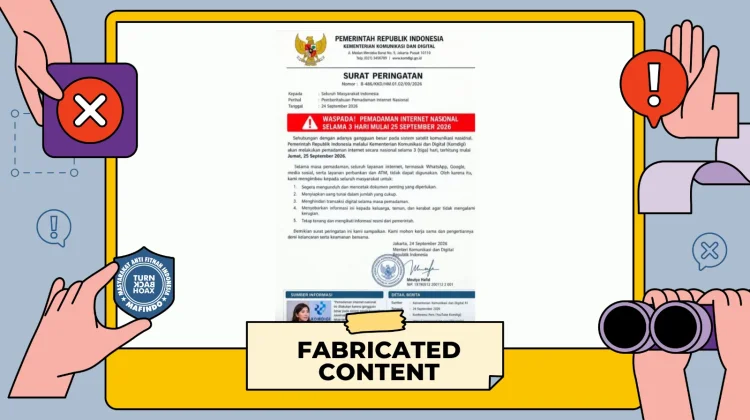 Hoaks: Komdigi Edarkan Surat Peringatan Pemadaman Internet