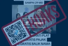 Hoaks: Pemutihan Pajak Kendaraan Bermotor April–Mei 2026