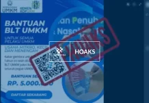 Hoaks: Tautan Pendaftaran BLT UMKM Rp5 Juta dari Kementerian UMKM