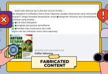 Hoaks: Tautan Pendaftaran Bantuan Tunai untuk Petani
