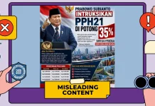 Hoaks: Prabowo Instruksikan PPh 21 Dipotong 35% dari Gaji Pekerja