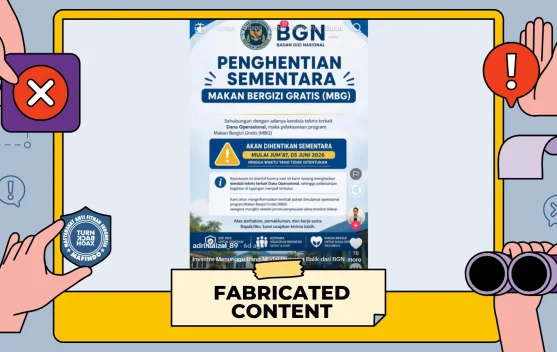 Hoaks: Edaran Pemberhentian sementara MBG dari BGN