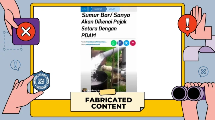 Hoaks! Penggunaan Sumur Bor Bakal Dikenai Pajak Setara PDAM