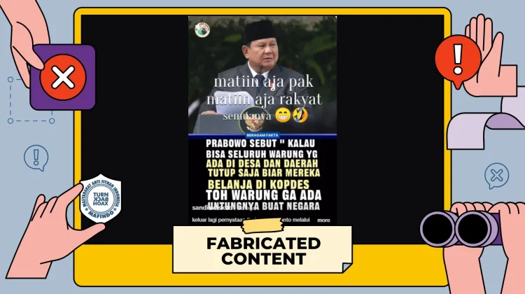 Hoaks! Pernyataan Prabowo soal Warung Tidak Menguntungkan Negara