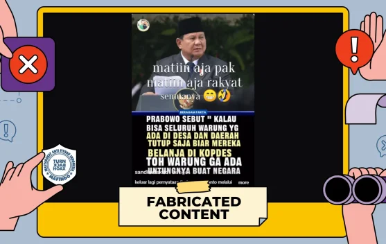 Hoaks! Pernyataan Prabowo soal Warung Tidak Menguntungkan Negara