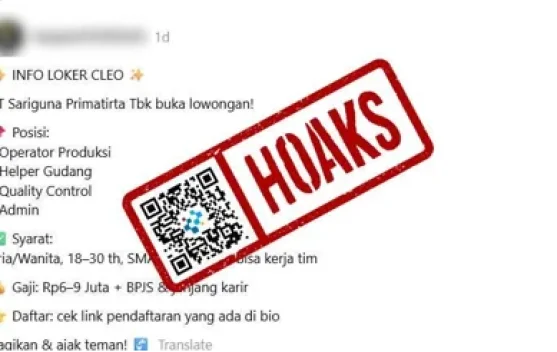 Hoaks Tautan Pendaftaran Lowongan Kerja Cleo 2026