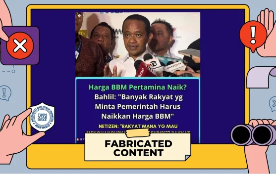 Hoaks Bahlil Sebut Rakyat Minta Harga BBM Dinaikkan