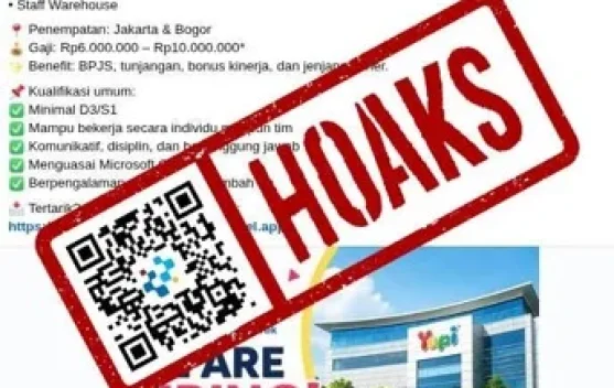 Hoaks Tautan Pendaftaran Loker Yupi Indo Jelly Gum