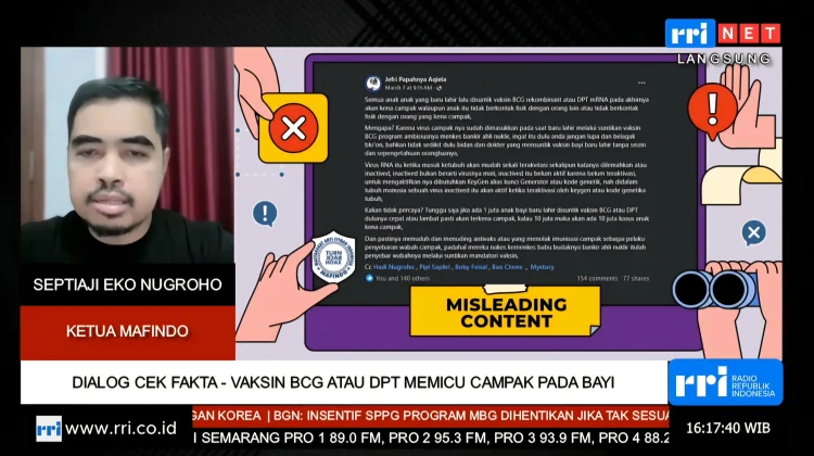 Mafindo Tegaskan Narasi Vaksin BCG dan DPT Picu Campak pada Bayi adalah Hoaks