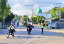Personel Polres TTU Gelar Strong Point Pagi Demi Kamseltibcarlantas