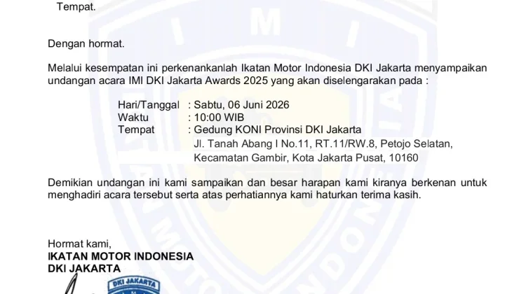 Pembalap Gilbert G.A Patulak Diundang IMI DKI- Jakarta Awards