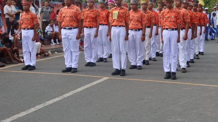 Semangat Kemerdekaan, 61 Regu SMP di Biak Ikuti Lomba Gerak Jalan HUT RI ke-81
