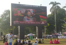 Minggu Pagi, Warga Bogor Datangi Alun-Alun Cibinong Menikmati Nobar Piala Dunia