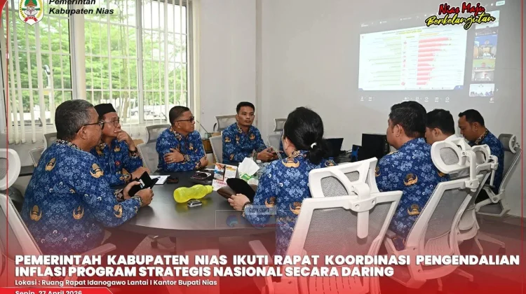 Pemkab Nias Ikuti Rakor Pengendalian Inflasi Secara Daring