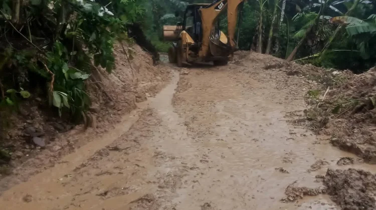 Pembersihan Material Longsor di Desa Fadoro You Kecamatan Gunungsitoli Alo'oa