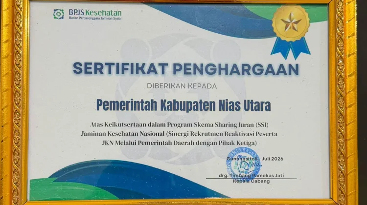 Pemkab Nias Utara Terima Penghargaan BPJS Kesehatan atas Program SSI JKN