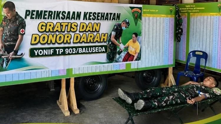 Donor Darah Yonif TP 903/Baluseda Bantu Penuhi Stok Darah