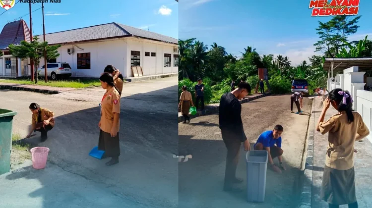 Menjelang 17-an, Kantor Diskominfo Kabupaten Nias Pasang Ornamen Kemerdekaan