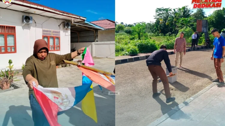 Menjelang 17-an, Kantor Diskominfo Kabupaten Nias Pasang Ornamen Kemerdekaan