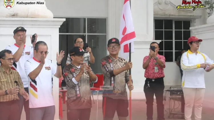 Gerak Jalan Indah Pramuka di Kabupaten Nias Meriahkan HUT Ke-81 Kemerdekaan RI
