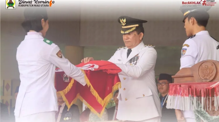 Upacara Penurunan Bendera HUT RI Ke-81 Pemkab Nias UtaraBerlangsung Khidmat