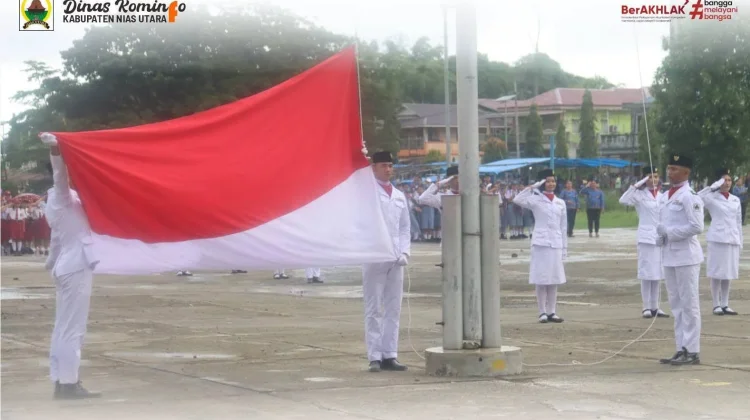 Upacara Penurunan Bendera HUT RI Ke-81 Pemkab Nias UtaraBerlangsung Khidmat