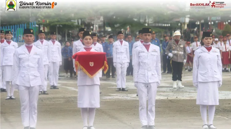 Upacara Penurunan Bendera HUT RI Ke-81 Pemkab Nias UtaraBerlangsung Khidmat