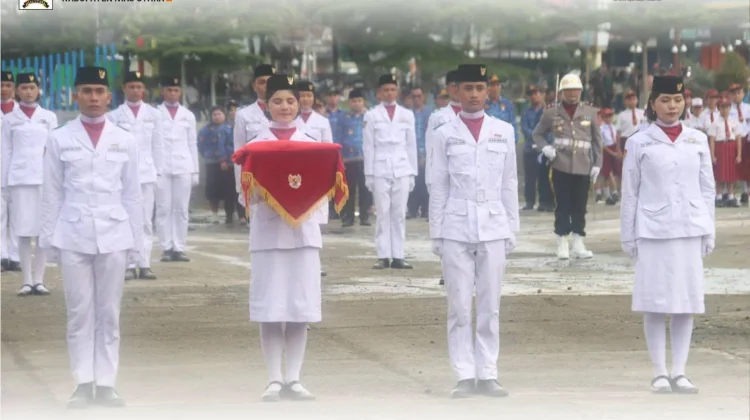 Upacara Penurunan Bendera HUT RI Ke-81 Pemkab Nias UtaraBerlangsung Khidmat