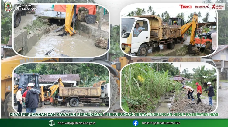 Cegah Genangan Air, Dinas Perkim-LH Nias Bersihkan Drainase di Idanogawo