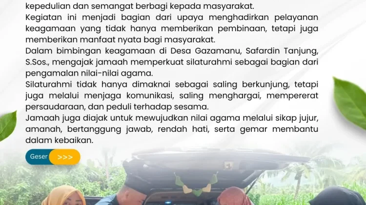 Aksi Sosial dan Pembinaan Keagamaan PAI Kemenag Nias di Gazamanu