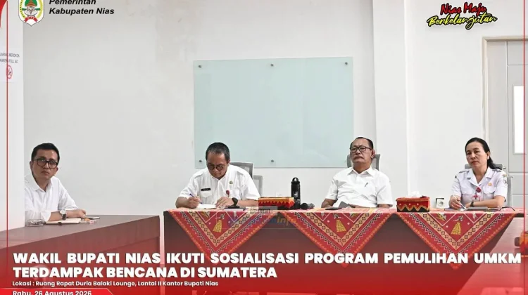 Wabub Nias Ikuti Sosialisasi Pemulihan UMKM Terdampak Bencana Secara Daring