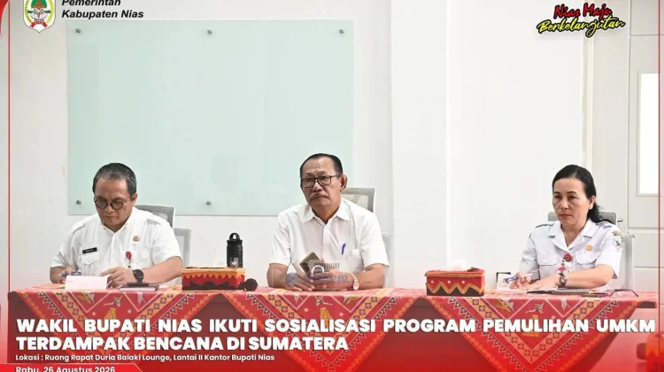 Wabub Nias Ikuti Sosialisasi Pemulihan UMKM Terdampak Bencana Secara Daring