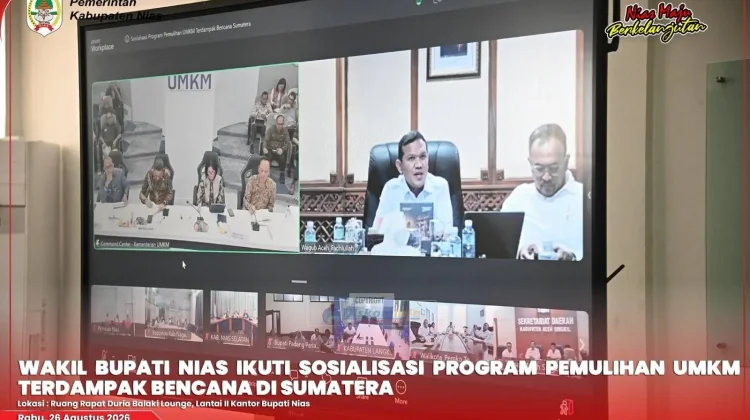 Wabub Nias Ikuti Sosialisasi Pemulihan UMKM Terdampak Bencana Secara Daring