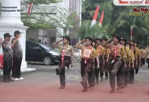 Gerak Jalan Indah Pramuka di Kabupaten Nias Meriahkan HUT Ke-81 Kemerdekaan RI