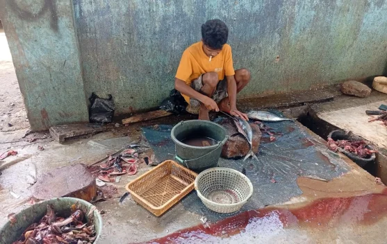 Berita Foto - Mengais Rejeki dari Jasa Potong Ikan - RRI.co.id