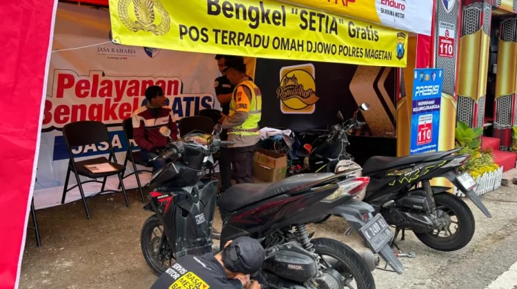 Polres Magetan Sediakan Bengkel Gratis di Sarangan untuk Pemudik Lebaran
