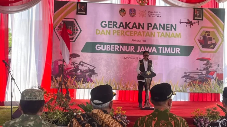 Gubernur Jawa Timur Hadiri Gerakan Panen dan Percepatan Tanam Padi di Kab. Madiun