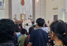 Suasana Misa Perayaan Hari Kenaikan Yesus Kristus di Gereja St. Cornelius Madiun