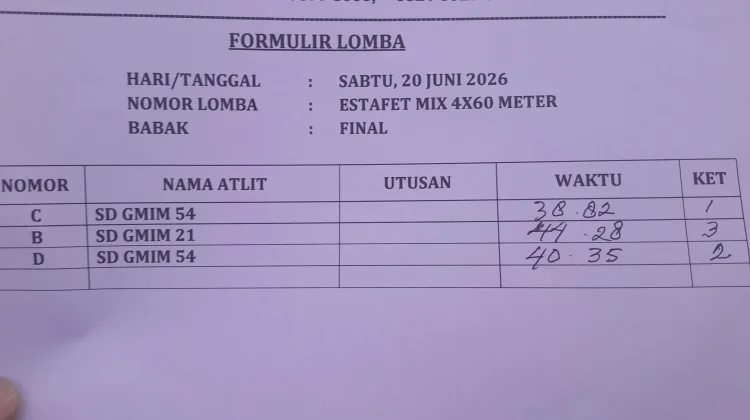 Kiprah SD GMIM 54 Manado di Manado Sprint Open 2026